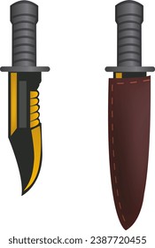Knife Vector Design with Leather Cover and Without Cover Vector