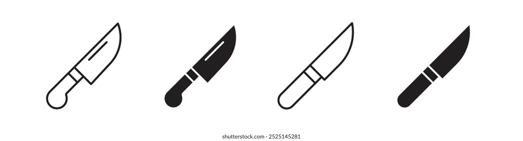 Vector de cuchillo rellenado y delineado iconos colección