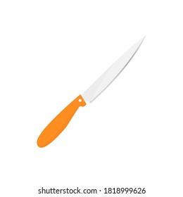 Knife vector icon. Acute knife with wooden handle kitchen equipment. Colorful outline cooking symbol illustration isolated on white.