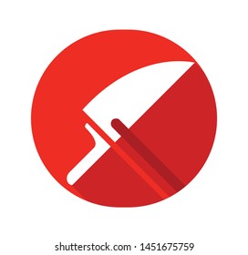 Knife vector icon isolated on red background