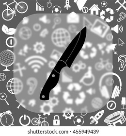 knife vector icon - matte glass button on background consisting of different icons