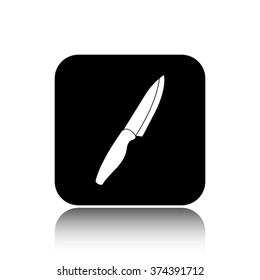 knife vector icon on black button with reflection