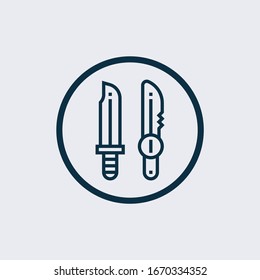 Icono de vector de cuchilla en fondo blanco. Símbolo de símbolo de cuchillo vector plano de colección militar moderna para concepto móvil y diseño de aplicaciones web.