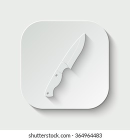 knife vector icon - paper illustration