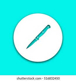 Knife vector icon with shadow. Round button for website and mobile app illustration. Background easily be changed to any color.