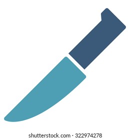 Knife vector icon. Style is bicolor flat symbol, cyan and blue colors, rounded angles, white background.