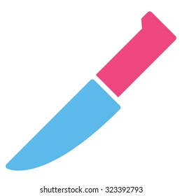 Knife vector icon. Style is bicolor flat symbol, pink and blue colors, rounded angles, white background.
