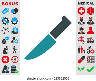 Knife vector icon. Style is bicolor flat symbol, soft blue colors, rounded angles, white background.