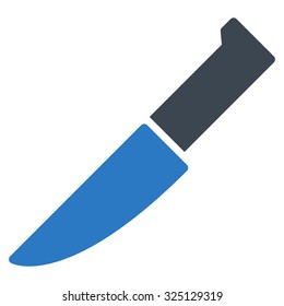 Knife vector icon. Style is bicolor flat symbol, smooth blue colors, rounded angles, white background.