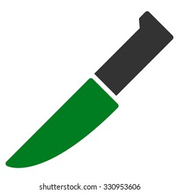 Knife vector icon. Style is bicolor flat symbol, green and gray colors, rounded angles, white background.