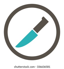 Knife vector icon. Style is bicolor flat rounded symbol, grey and cyan colors, rounded angles, white background.