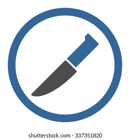 Knife vector icon. Style is bicolor flat rounded symbol, cobalt and gray colors, rounded angles, white background.