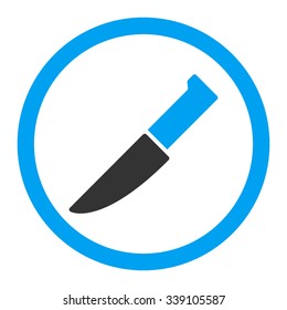 Knife vector icon. Style is bicolor flat rounded symbol, blue and gray colors, rounded angles, white background.