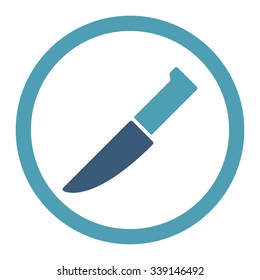 Knife vector icon. Style is bicolor flat rounded symbol, cyan and blue colors, rounded angles, white background.