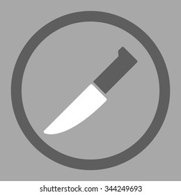 Knife vector icon. Style is bicolor flat rounded symbol, dark gray and white colors, rounded angles, silver background.