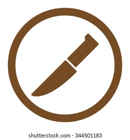 Knife vector icon. Style is flat rounded symbol, brown color, rounded angles, white background.