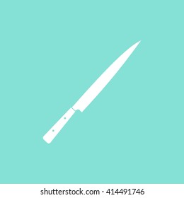 Knife    vector icon. White  illustration isolated on green  background for graphic and web design.