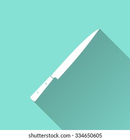 Knife  - vector icon in white on a green background.