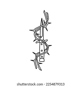 knife vector illustration with barbed wire concept