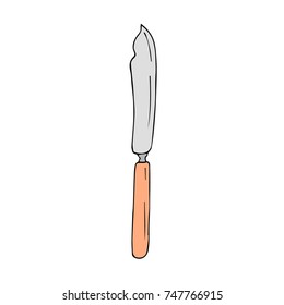 Knife vector illustration. Doodle style. Design, print, logo, decor, textile, paper.