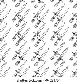 Knife vector illustration. Doodle style. Design, print, logo, decor, textile, paper.