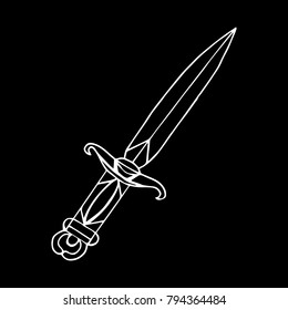 Knife vector illustration. Doodle style. Design, print, logo, decor, textile, paper.