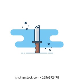 Ilustración vectorial de cuchilla. Idea de diseño plano. Icono de equipo de acampada. Para pegatinas, bacground, página web y más.