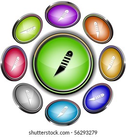 Knife. Vector internet buttons. 8 different projections.