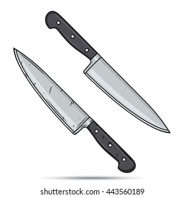 Knife vector. Kitchen knife. Cutter knife. Knife.