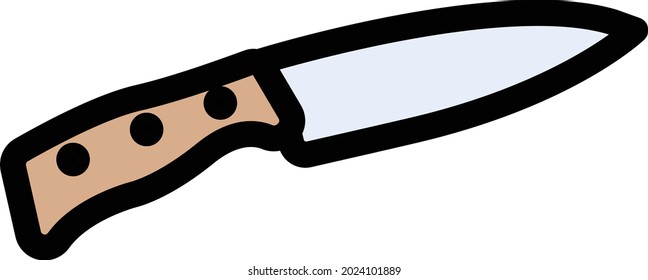 icono de color de línea de vector de cuchillo