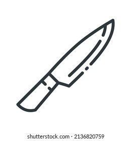 Knife vector line icon isolated on white transparent background. Symbol of kitchen appliance.