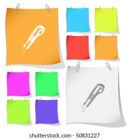 Knife. Vector note papers.