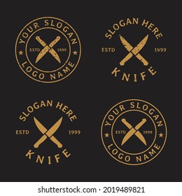 knife vintage badge logo set collection design vector graphic