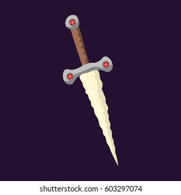 Knife weapon dangerous metallic razor of sword spear edged tool combat andbonder bayonet cold protection or attack steel arms vector illustration.