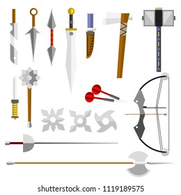Knife weapon dangerous vector illustration of sword spear edged weapons combat andbonder bayonet.