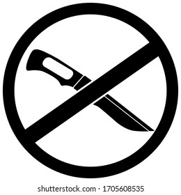 Knife and weapon is forbidden. No sign. Vector stock illustration.