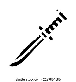 Messerwaffenglyph-Ikone-Vektorgrafik. Messerwaffenzeichen. isoliertes Kontursymbol