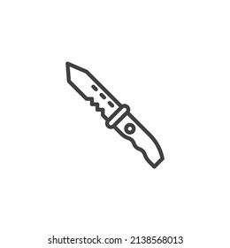 Knife weapon line icon. linear style sign for mobile concept and web design. Military knife outline vector icon. Symbol, logo illustration. Vector graphics