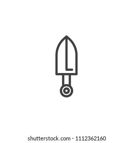 Knife weapon outline icon. linear style sign for mobile concept and web design. Medieval knife simple line vector icon. Symbol, logo illustration. Pixel perfect vector graphics