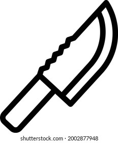 cuchillo con fondo blanco. es un símbolo del icono de la línea military.thin.