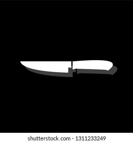 Knife. White flat simple icon with shadow