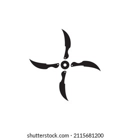 knife with windmill logo design, vector graphic symbol icon sign illustration