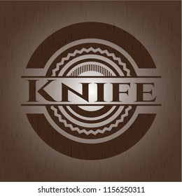 Knife wood icon or emblem