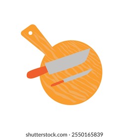 Knife and wooden cutting board. Vector illustration. 