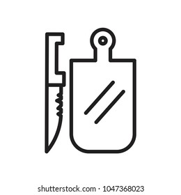 knife and wooden plank icon vector