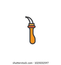 Knife work tool filled outline icon, line vector sign, linear colorful pictogram isolated on white. Cable cutter symbol, logo illustration. Pixel perfect vector graphics