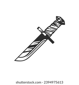 Knife with wrapped handle. Vector illustration