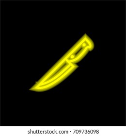 Knife yellow glowing neon ui ux icon. Glowing sign logo vector