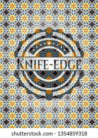 Knife-edge arabic style emblem. Arabesque decoration.