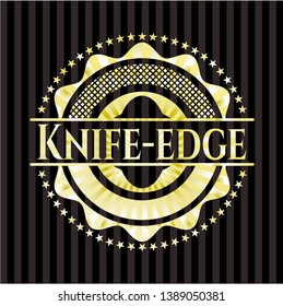 Knife-edge gold badge or emblem. Vector Illustration. Detailed.